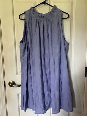 BNWOT Sleeveless Ruffled Neck Tunic Dress - Lavender. Lined & has shorts under!